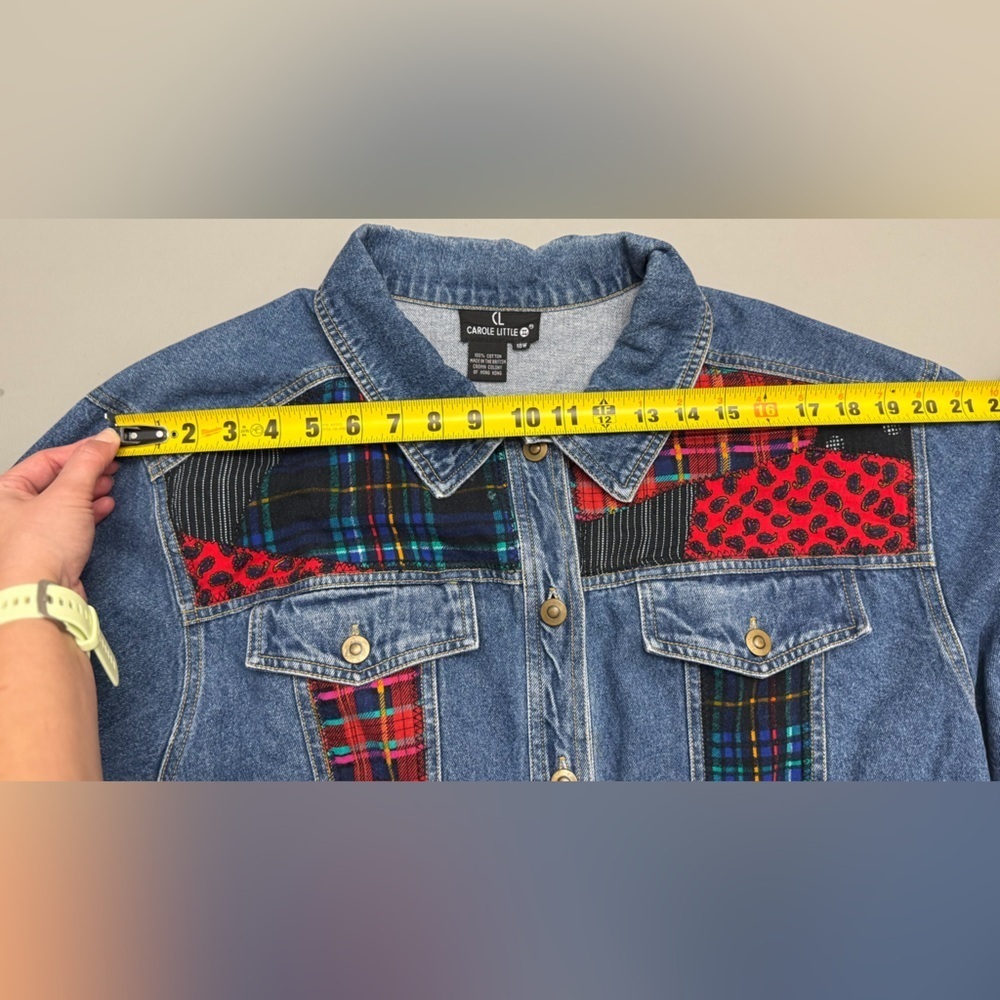 Vintage Carole Little Patchwork Denim Jacket – Size 18W Cotton - Picture 10 of 13